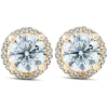 Bliss Diamond 2 1/5 Ct Diamond Halo Screw Back Studs 10k Gold Lab Grown In 10k Yellow Gold