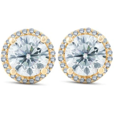 Bliss Diamond 2 1/5 Ct Diamond Halo Screw Back Studs 10k Gold Lab Grown In 10k Yellow Gold