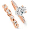 Bliss Diamond 2 3/4ct Oval Diamond Engagement Wedding Ring Set Gold Lab Grown In 14k Rose Gold