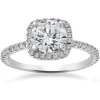 Bliss Diamond 2 Carat Cushion Halo Lab Grown Diamond Engagement Ring 14k Gold In 14k White Gold
