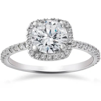 Bliss Diamond 2 Carat Cushion Halo Lab Grown Diamond Engagement Ring 14k Gold In 14k White Gold