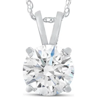 Bliss Diamond 2 Ct Moissanite Solitaire Pendant 14k Gold Womens Necklace In Silver