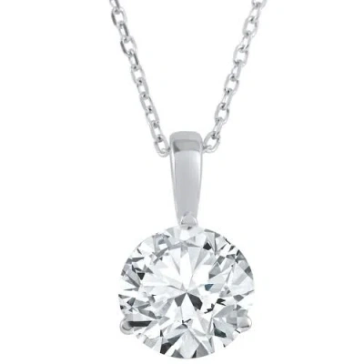 Bliss Diamond 2 Ct Solitaire Lab Grown Diamond Pendant Available In 14k White Gold