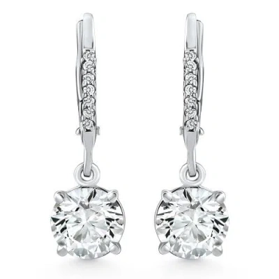Bliss Diamond 2.07ct Tw Diamond Dangle Lever Back Hoops 14k Gold Lab Grown In 14k White Gold