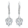 Bliss Diamond 2.07ct Tw Heart Diamond Dangle Lever Back Hoops 14k Gold Lab Grown In 14k White Gold