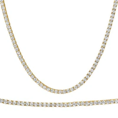 Bliss Diamond 20ct Round Diamond Tennis Necklace 14k Gold Lab Grown