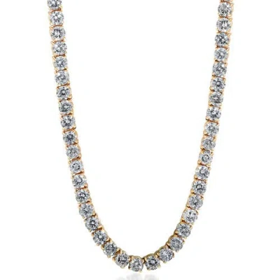 Bliss Diamond 23ct Diamond Tennis Necklace 14k Gold 18" Lab Grown In Gray