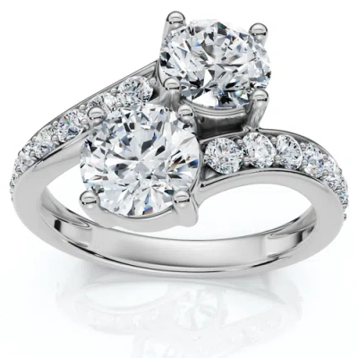 Bliss Diamond 2.40ct Forever Us 2-stone Diamond Ring 14k Gold Lab Grown Ef/vs In Silver