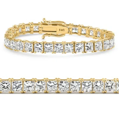 Bliss Diamond 25ct Princess Diamond Tennis Bracelet 14k Gold 7" Lab Grown In 14k Yellow Gold