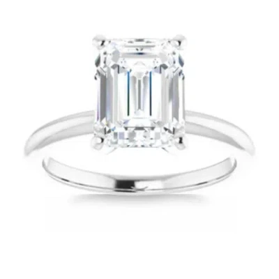 Bliss Diamond 2.97ct Platinum Certified Lab Grown Emerald Cut Diamond Engagement Ring