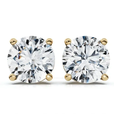Bliss Diamond 2c Tw Round Four Prong Diamond Studs Lab Grown 14k Gold In Metallic