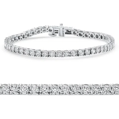 Bliss Diamond 2ct Diamond Tennis Bracelet 7" Double Lock Clasp Lab Grown 925 Silver In Metallic