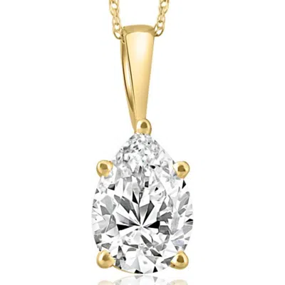 Bliss Diamond 2ct Pear Shape Diamond Solitaire Necklace 14k Yellow Gold Pendant Lab Grown