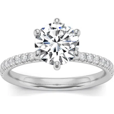 Bliss Diamond 2ct Round Cut Moissanite & Diamond Ring In Silver