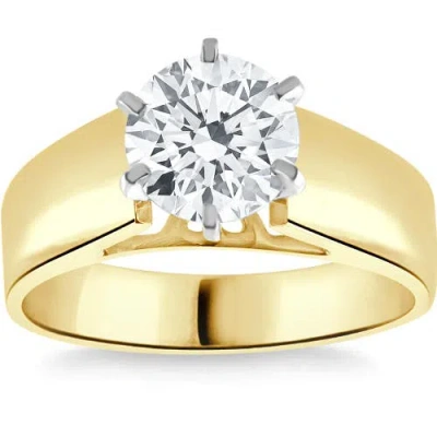 Bliss Diamond 2ct Round Moissanite Solitaire Engagement Ring Gold In Green