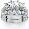 Bliss Diamond 2ct Tw 3-stone Diamond Engagement Wedding Ring Set 14k Gold Or Pt Lab Grown In Silver