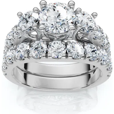Bliss Diamond 2ct Tw 3-stone Diamond Engagement Wedding Ring Set 14k Gold Or Pt Lab Grown In Silver