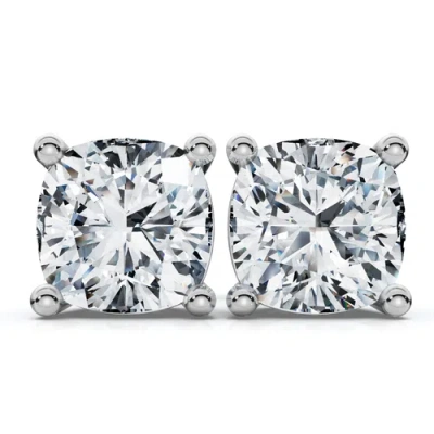Bliss Diamond 2ct Tw Cushion Diamond Studs 14k Gold Lab Grown In Gray