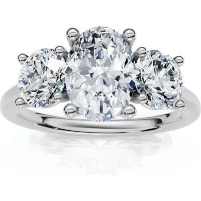 Bliss Diamond 2ct Tww Oval Lab Grown 3-stone Diamond Engagement Ring In Metallic