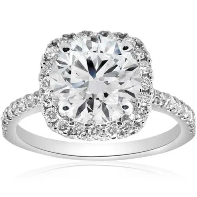 Bliss Diamond 3 1/2ct Diamond Cushion Halo Engagement Ring 14k Gold Lab Grown In 14k White Gold