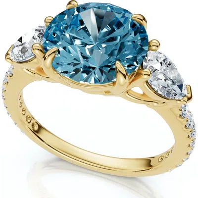 Bliss Diamond 3 1/2ct Fancy Blue Lab Grown Accent Diamond Engagement Ring 14k Gold