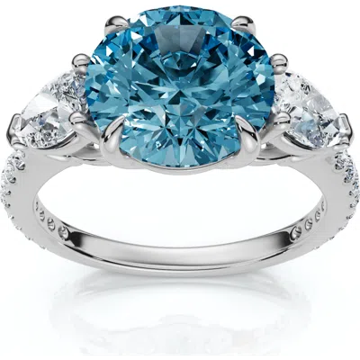 Bliss Diamond 3 1/2ct Fancy Blue Lab Grown Accent Diamond Engagement Ring 14k Gold