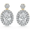 Bliss Diamond 3 1/2ct Oval Halo Dangle Diamond Earrings Gold Studs Lab Grown In Yellow Gold
