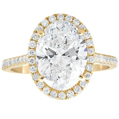 Bliss Diamond 3 1/2ct Oval Moissanite & Diamond Halo Engagement Ring 14k Gold