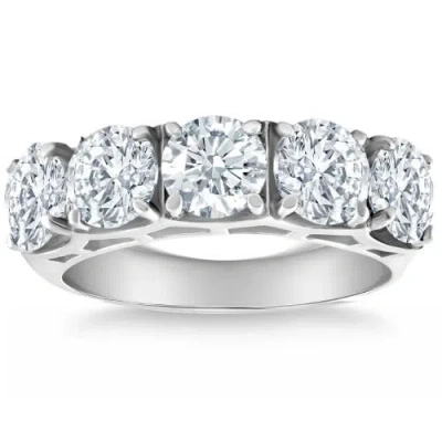 Bliss Diamond 3 3/4ct 5-stone Lab Grown Diamond Wedding Ring 14k Gold In Pink