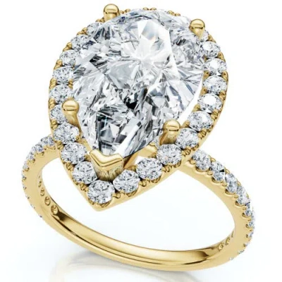 Bliss Diamond 3 5/8ct Pear Shape Halo Diamond Engagement Ring Lab Grown Or Gold