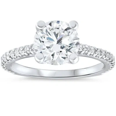 Bliss Diamond 3 Carat Diamond Engagement Solitaire Ring 14k Gold Lab Grown Round Cut In 14k White Gold