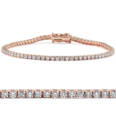 Bliss Diamond 3 Ct Lab Grown Diamond Tennis Bracelet 7" 14k Gold In 14k Rose Gold