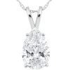Bliss Diamond 3 Ct Pear Shape Solitaire Lab Grown Diamond Pendant 14k Gold Necklace In Silver