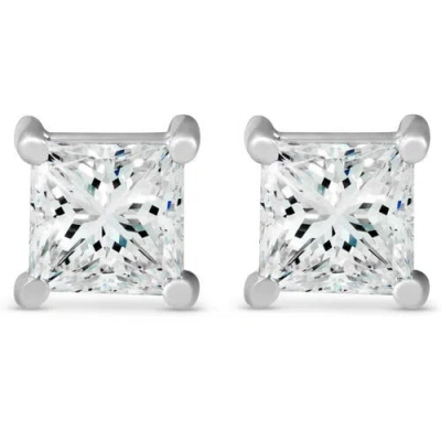 Bliss Diamond 3 Ct Tdw Princess Cut Diamond Screw Back Studs 14k White Gold Lab Grown
