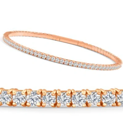 Bliss Diamond 3.00-7 1/2ct Tw Flexible Diamond Bangle Tennis Bracelet Lab Grown 14k Gold In Rose Gold - 7.50ct