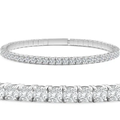 Bliss Diamond 3.00-7 1/2ct Tw Flexible Diamond Bangle Tennis Bracelet Lab Grown 14k Gold In White Gold - 7.50ct
