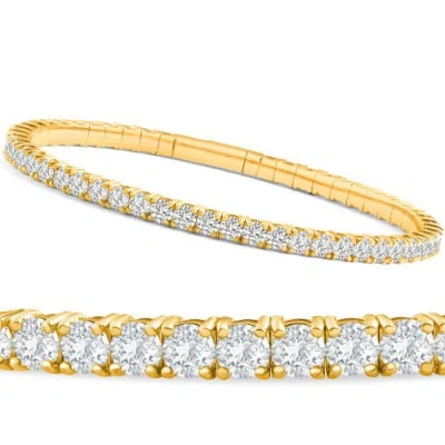Bliss Diamond 3.00-7 1/2ct Tw Flexible Diamond Bangle Tennis Bracelet Lab Grown 14k Gold In Yellow Gold - 5ct