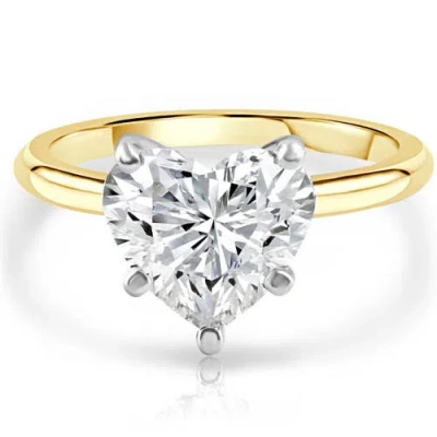 Bliss Diamond 3.06ct 14k Gold Two Tone Certified Lab Grown Heart Cut Diamond Engagement Ring In 14k White Gold