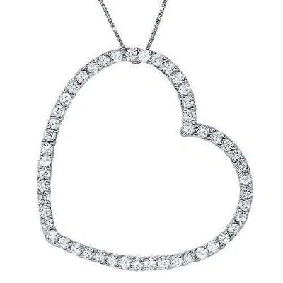 Bliss Diamond 3/4 Ct Lab Grown Diamond Large Heart Shape Pendant 10k Gold Necklace In 10k White Gold