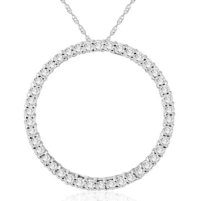 Bliss Diamond 3/4ct Circle Diamond Pendant 14k Gold Lab Grown In 14k White Gold