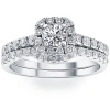 Bliss Diamond 3/4ct Cushion Halo Diamond Engagement Wedding Ring Set Gold Lab Grown In 10k White Gold