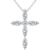 Bliss Diamond 3/4ct Diamond Cross Round & Pear Shape 14k Gold Necklace Lab Grown 1" Tall In 14k White Gold