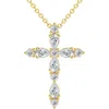 Bliss Diamond 3/4ct Diamond Cross Round & Pear Shape 14k Gold Necklace Lab Grown 1" Tall In 14k Yellow Gold