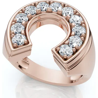 Bliss Diamond 3/4ct Diamond Horseshoe Lucky Pinky Ring Gold Lab Grown