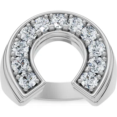 Bliss Diamond 3/4ct Diamond Horseshoe Lucky Pinky Ring Gold Lab Grown In Silver
