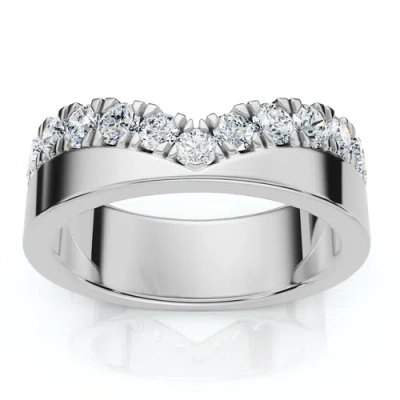 Bliss Diamond 3/4ct Diamond Kai Wedding Stackable Guard Ring 14k Gold Or Platinum Lab Grown In Silver