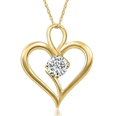 Bliss Diamond 3/4ct Lab Grown Diamond Solitaire Heart Necklace In 10k Yellow Gold