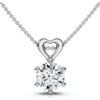 Bliss Diamond 3/4ct Lab Grown Diamond Solitaire Pendant 14k Gold 18" Necklace & Chain In Silver