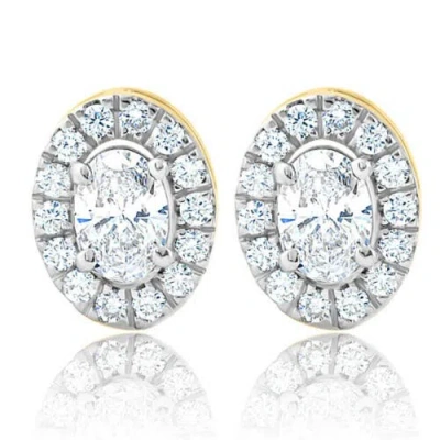 Bliss Diamond 3/4ct Oval Diamond Halo Earrings In Transparent