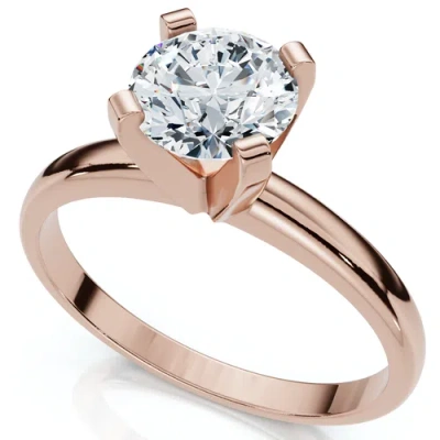 Bliss Diamond 3/4ct Solitaire Round Cut Lab Grown Diamond Engagement Ring 14k Gold In Pink